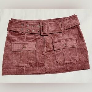 Pink Corduroy Mini Skirt